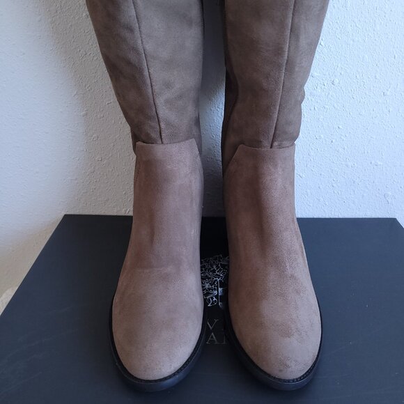 New Vince Camuto Suede Over the Knee Boots in Taupe - Picture 3 of 11